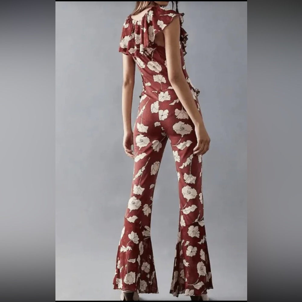 NWOT Free People Austyn Ruffle Floral One-Piece Jumpsuit Coastal Cowgirl Z549 - Picture 2 of 4